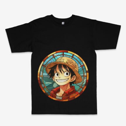 Stained Glass One Piece Luffy T-Shirt – Black